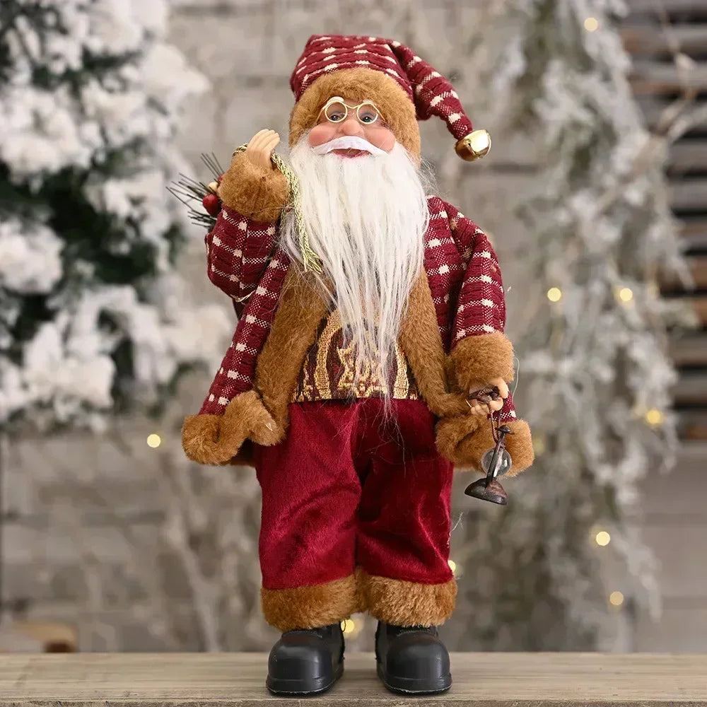 Trendbay 4Pcs Christmas Santa Claus Plush Doll Set Battery-Powered