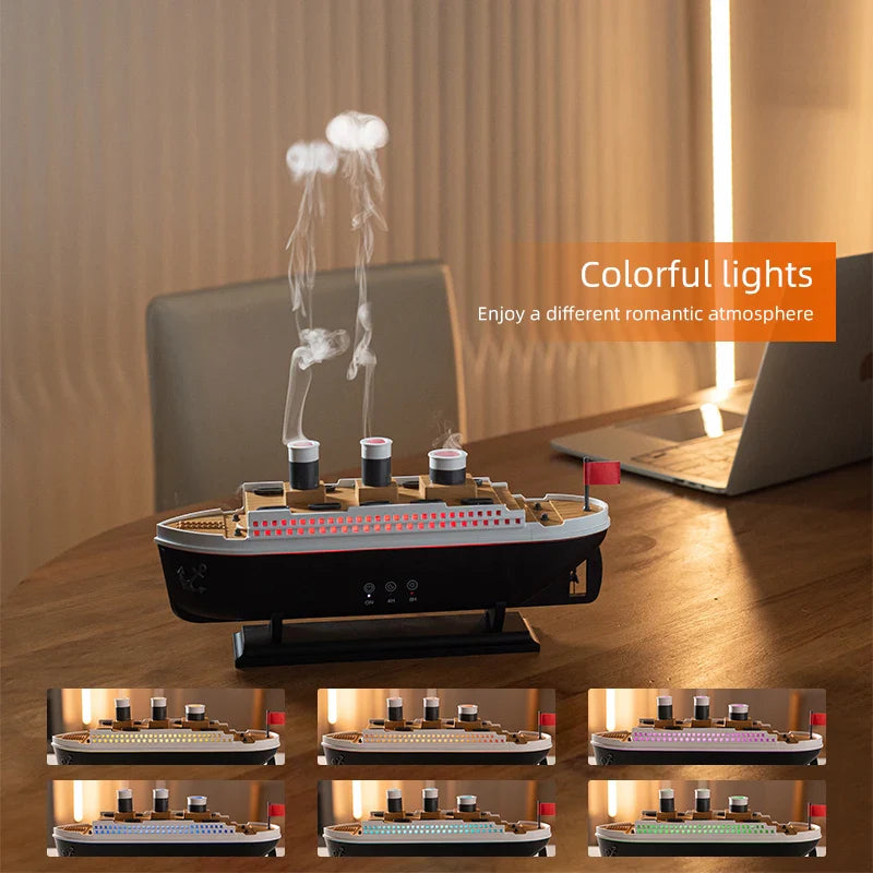 Trendbay Retro Ship Humidifier – Ultrasonic Aroma Diffuser with Remote Control