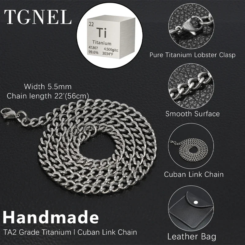 Trendbay Pure Titanium Curb Chain Necklace for Men & Women – Hypoallergenic Lightweight Jewelry