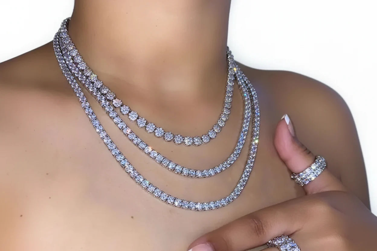 Trendbay Iced-Out Tennis Chain Necklace with Zircon Stones – Copper Hip Hop Jewelry