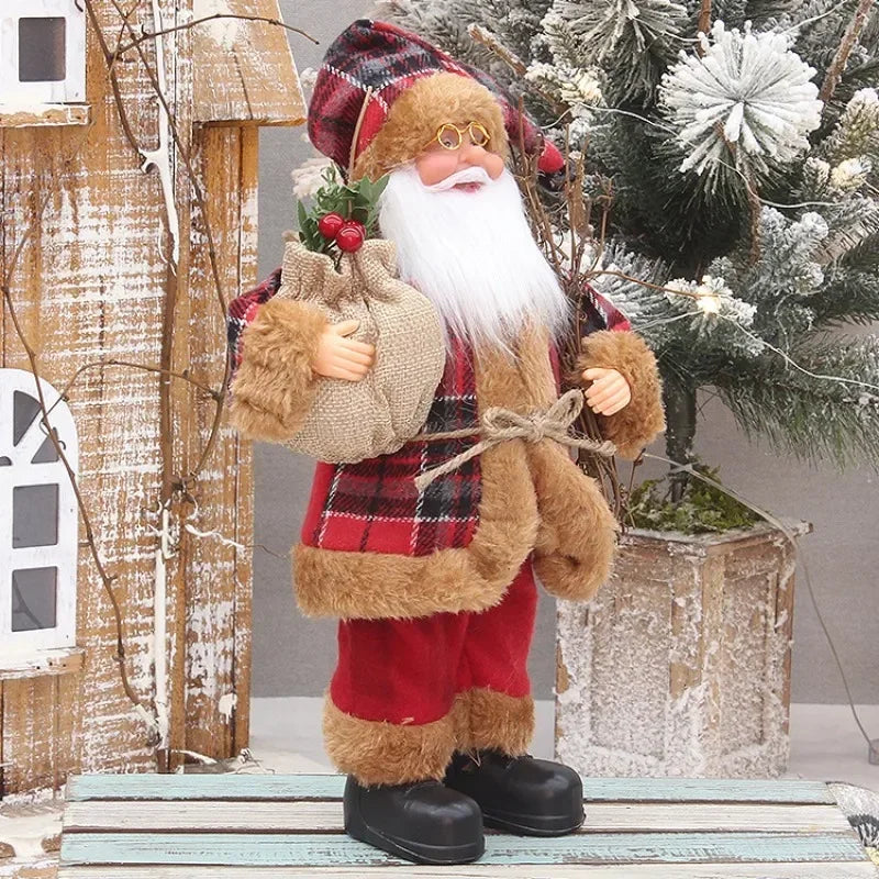 Trendbay 4Pcs Christmas Santa Claus Plush Doll Set Battery-Powered