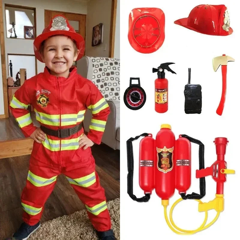 Trendbay 120CM Kids Firefighter Halloween Costume Set – 5-Piece