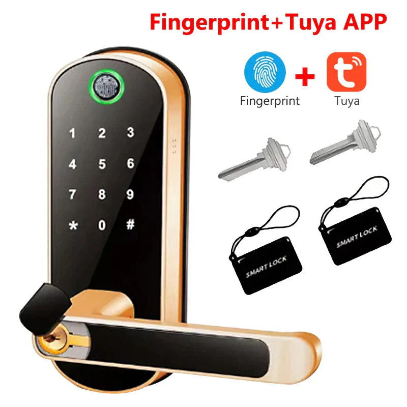 Trendbay Smart Fingerprint Door Lock with App Control & IC Cards (Waterproof)