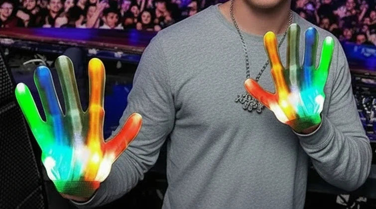 Trendbay LED Light-Up Gloves & DJ Marshmello Cosplay Head Cover Set