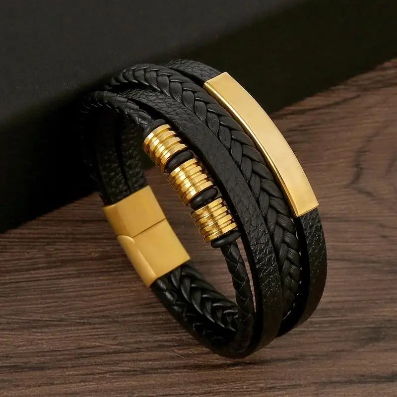 Trendbay Men's Multi-Layer Hand-Woven Leather Bracelet