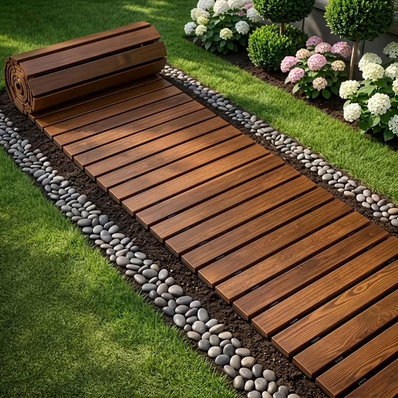 Trendbay 144-Inch Roll-Up Wooden Garden Walkway