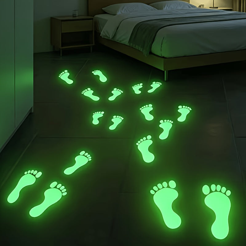 Trendbay 8pcs Green Luminous 2D Footprint Wall Stickers Self-Adhesive