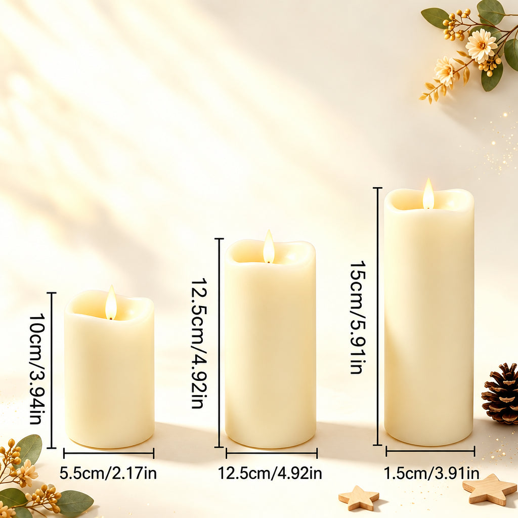 Trendbay 24Pack 3sizes Flameless LED Pillar Candles Battery-Powered