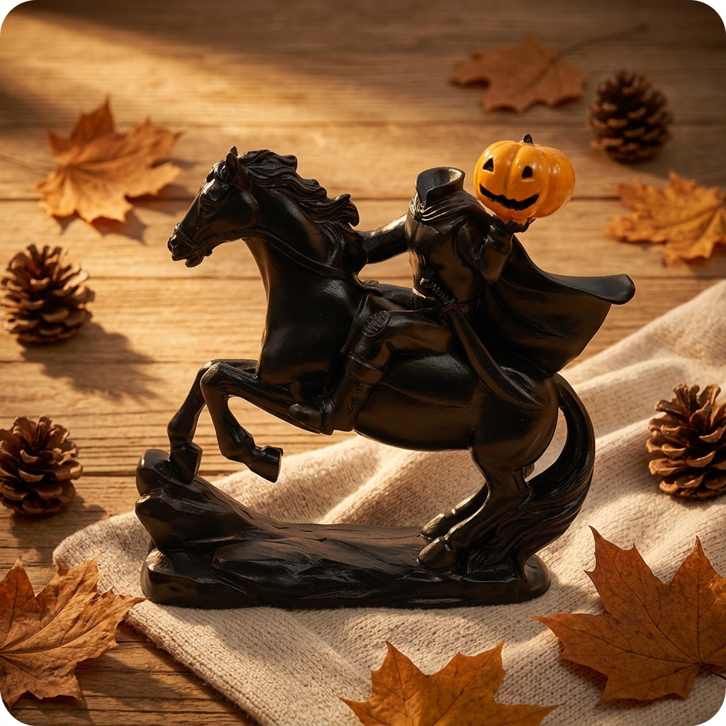 Trendbay Black Resin Headless Knight Holding Pumpkin Ornament