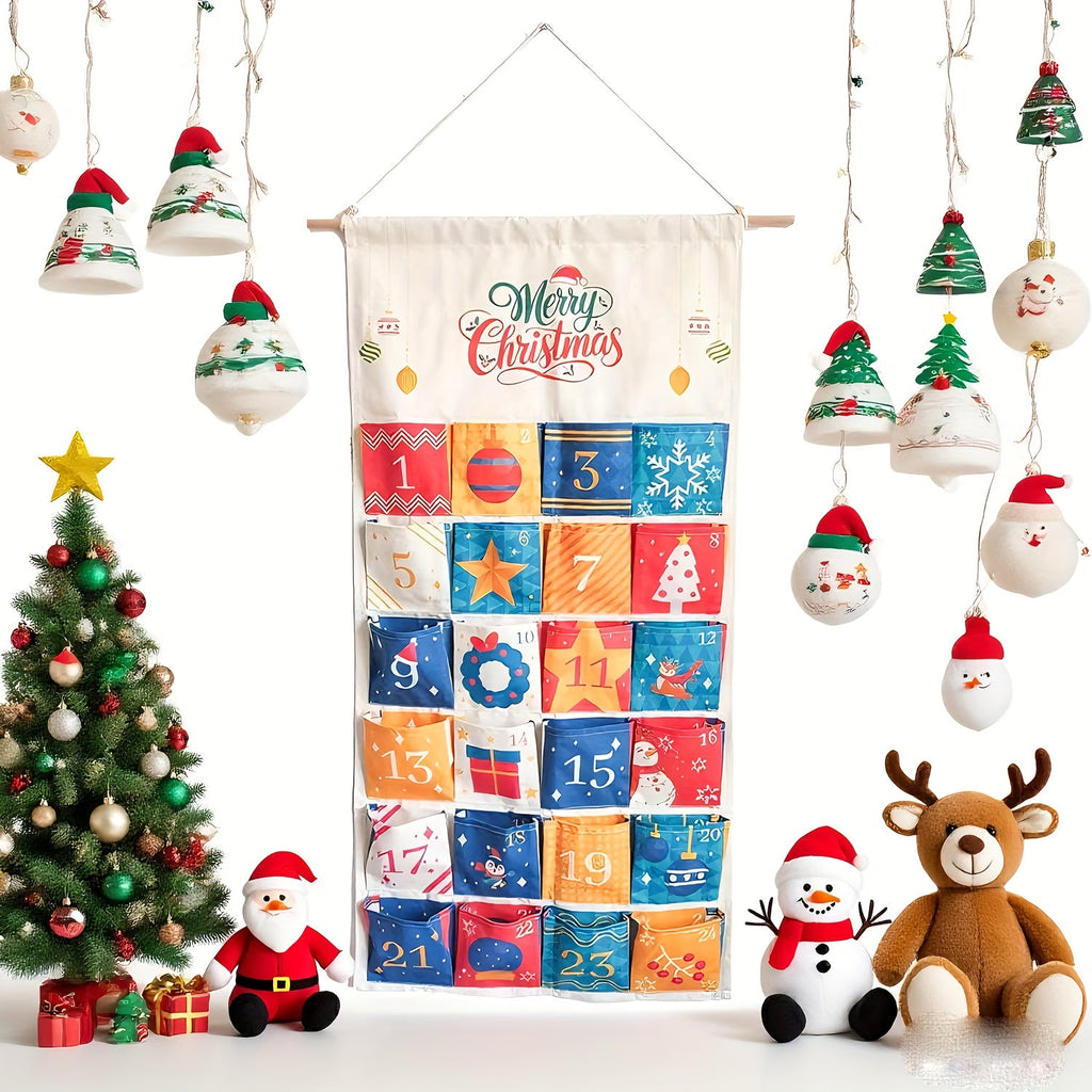 Trendbay Reusable Hanging Christmas Advent Calendar with 24 Large Pockets