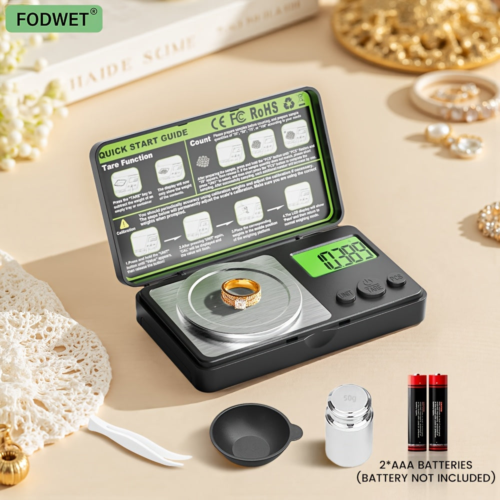 Trendbay 4-Piece High Precision Milligram Scale Set – 50g x 0.001g Digital Jewelry Scale with Calibration Weight