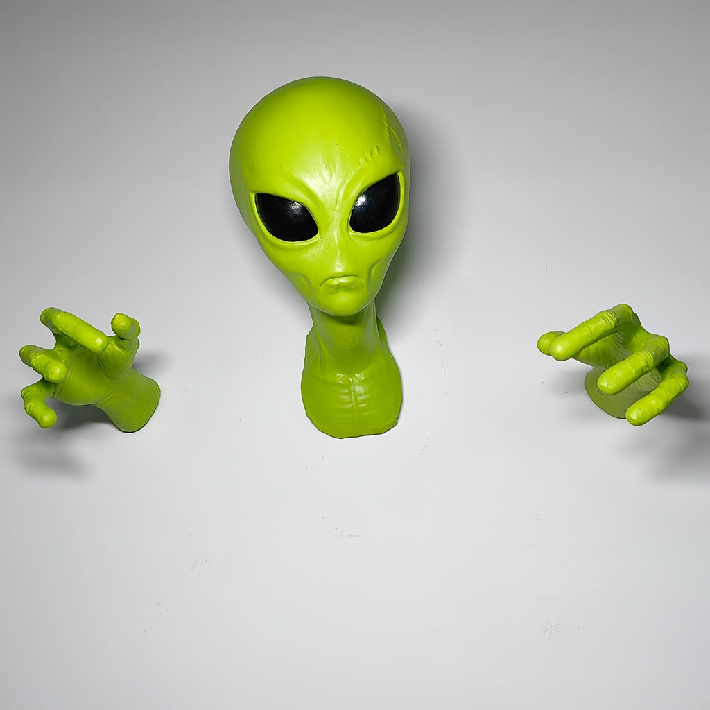 Trendbay Green Alien Latex Wall-Mounted Sculpture 3D Alien Head & Hands