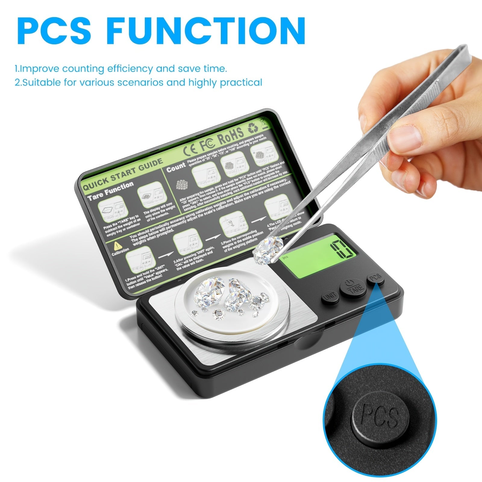 Trendbay 4-Piece High Precision Milligram Scale Set – 50g x 0.001g Digital Jewelry Scale with Calibration Weight