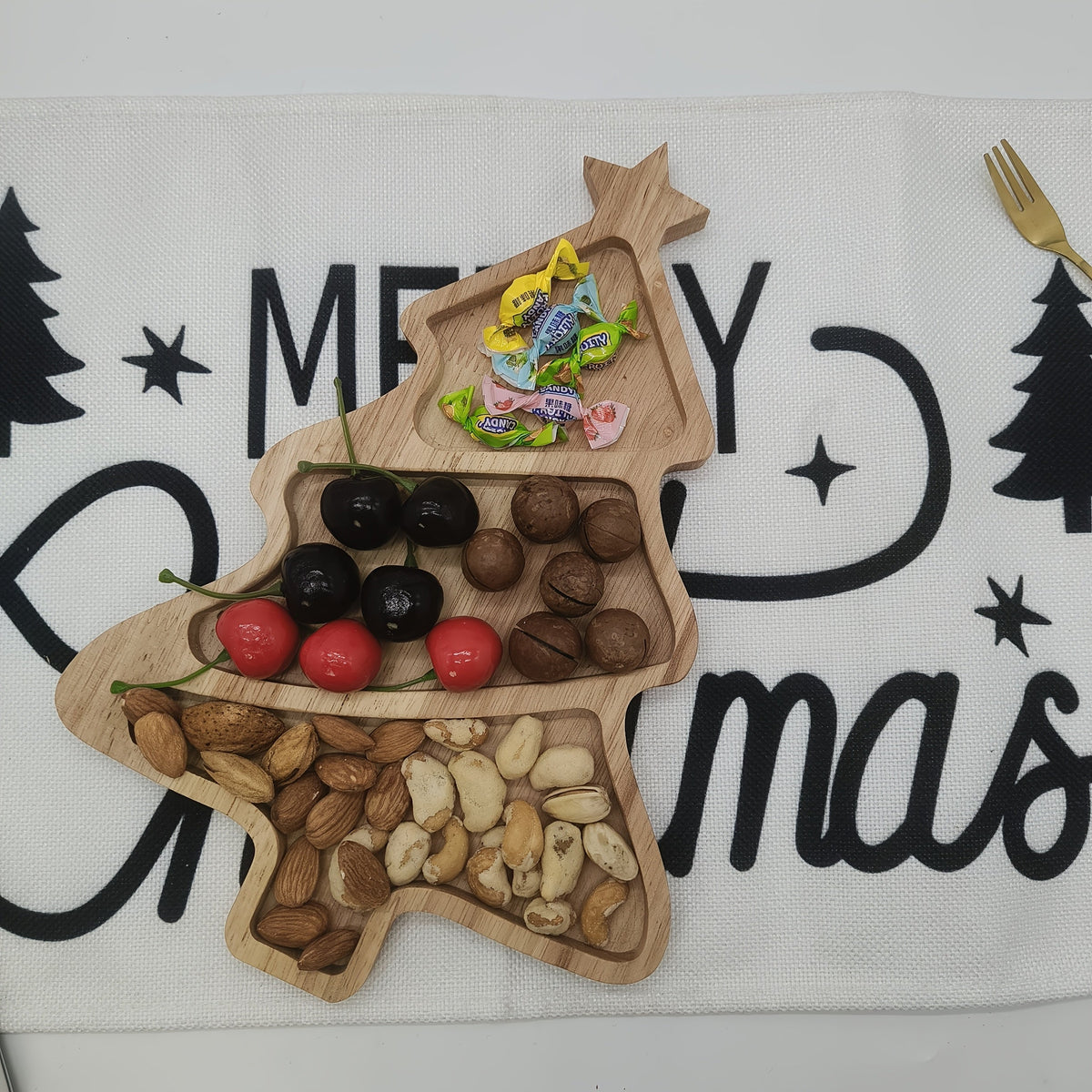 Trendbay Christmas Tree-Shaped Wooden Decorative Tray