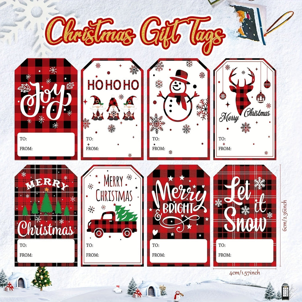 Trendbay Christmas Gift Tags 20pcs Red Plaid Paper Labels