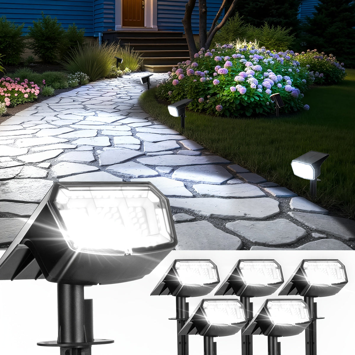 Trendbay 4Pack 63-LED Outdoor Solar Landscape Spotlights Warm White