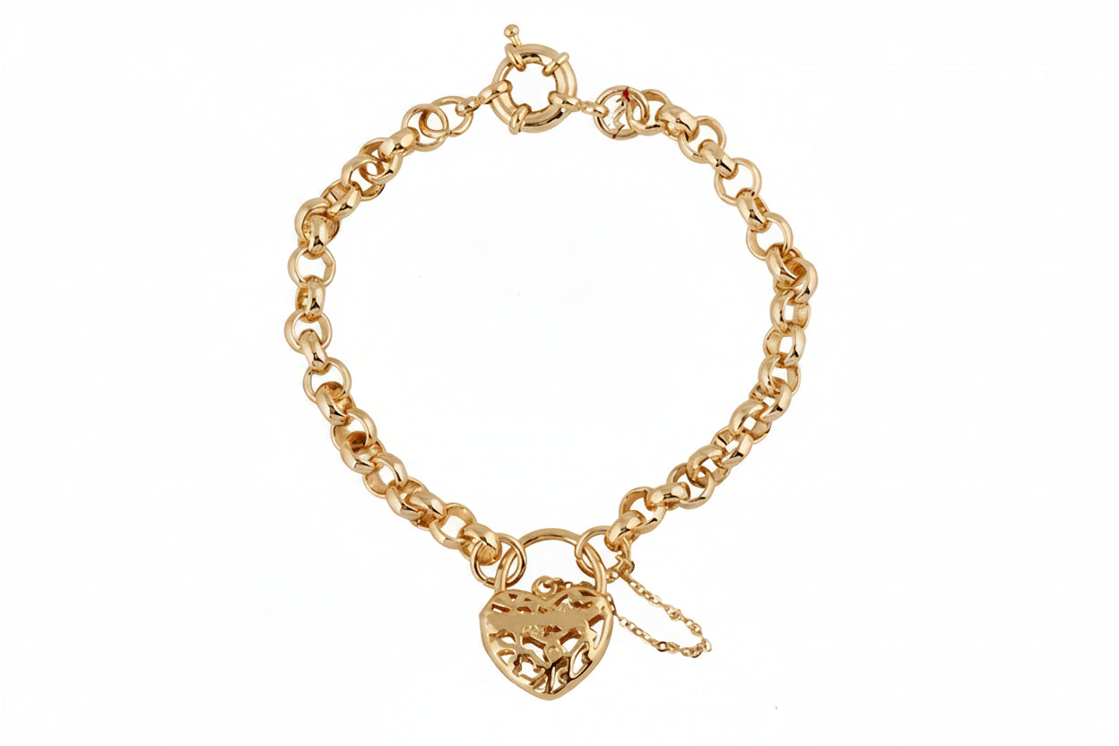 Trendbay 18K Gold Plated Heart Charm Belcher Bracelet – Adjustable Hypoallergenic Women's Jewelry with Gift Box