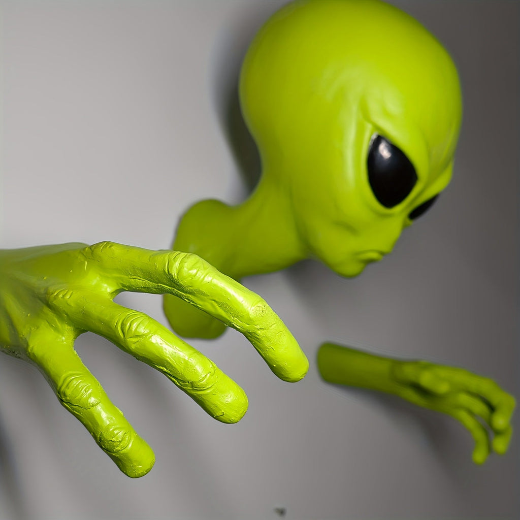 Trendbay Green Alien Latex Wall-Mounted Sculpture 3D Alien Head & Hands