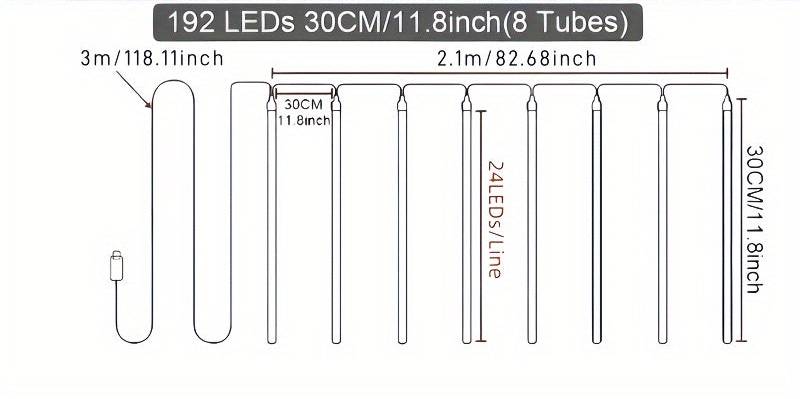 Trendbay 192-LED USB Meteor Shower Lights 8-Tube Multicolor