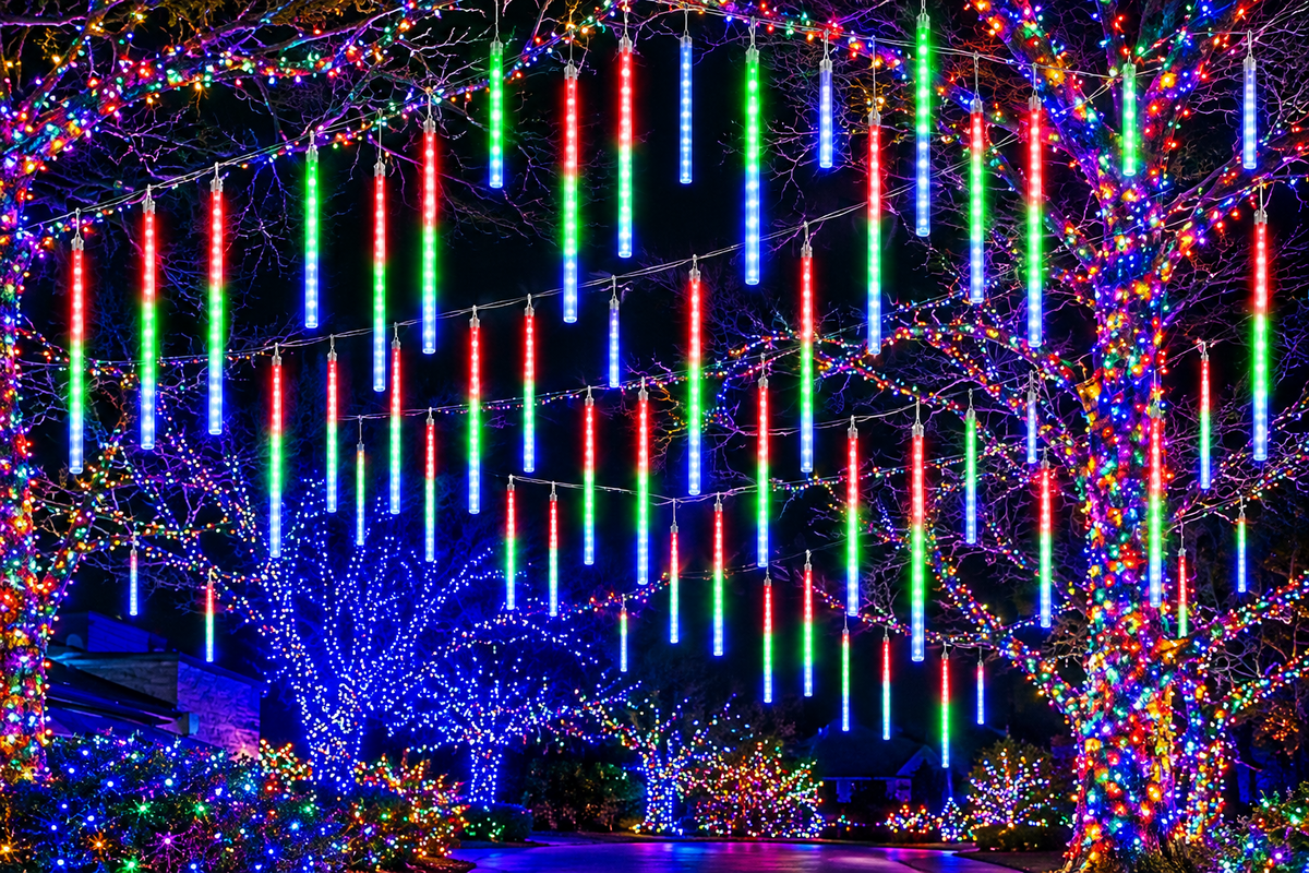 Trendbay 192-LED USB Meteor Shower Lights 8-Tube Multicolor