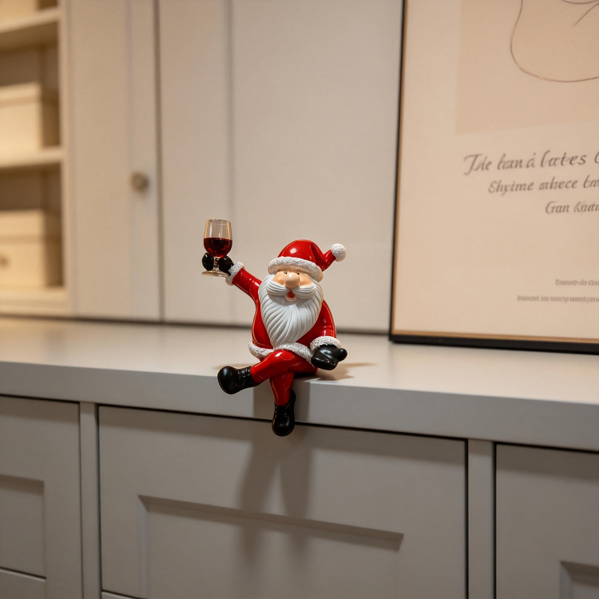 Trendbay Red and White Resin Elderly Figure Ornament Seated Character Raising a Glass