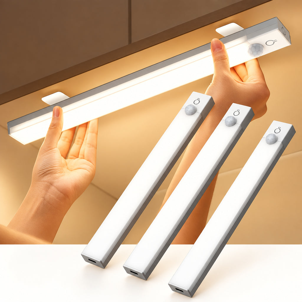 Trendbay 3pcs Rechargeable Motion Sensor Cabinet Lights USB-C