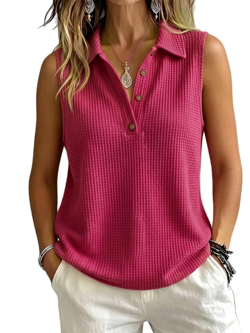 Trendbay Women's Sleeveless Polo Top