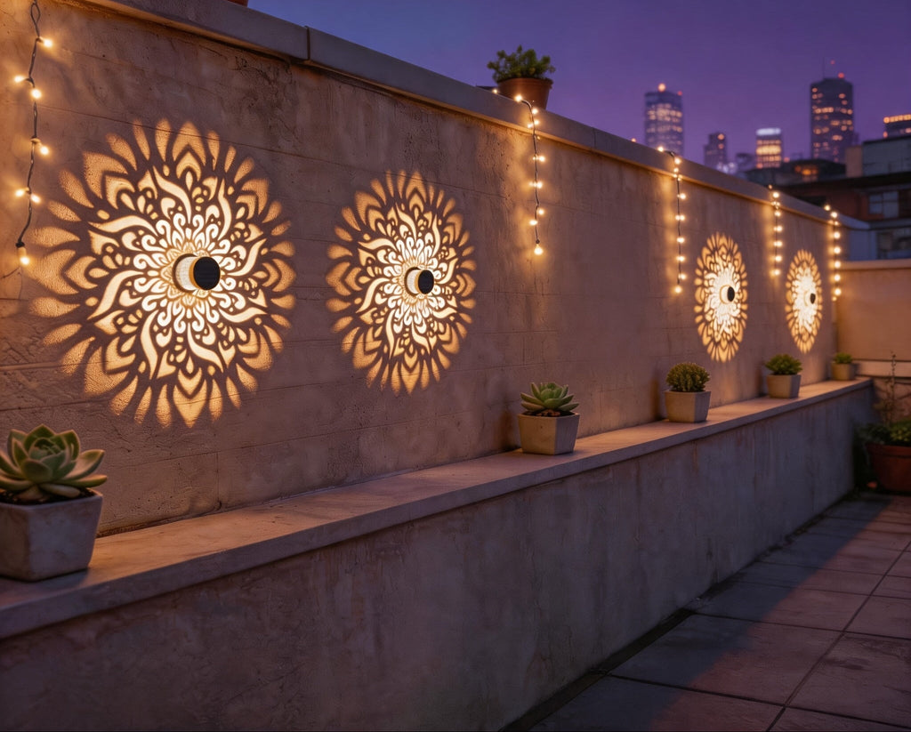 Trendbay 4pcs Solar Mandala Garden Lights – Warm White