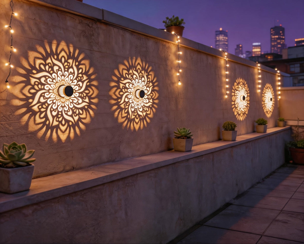 Trendbay 4pcs Solar Mandala Garden Lights – Warm White