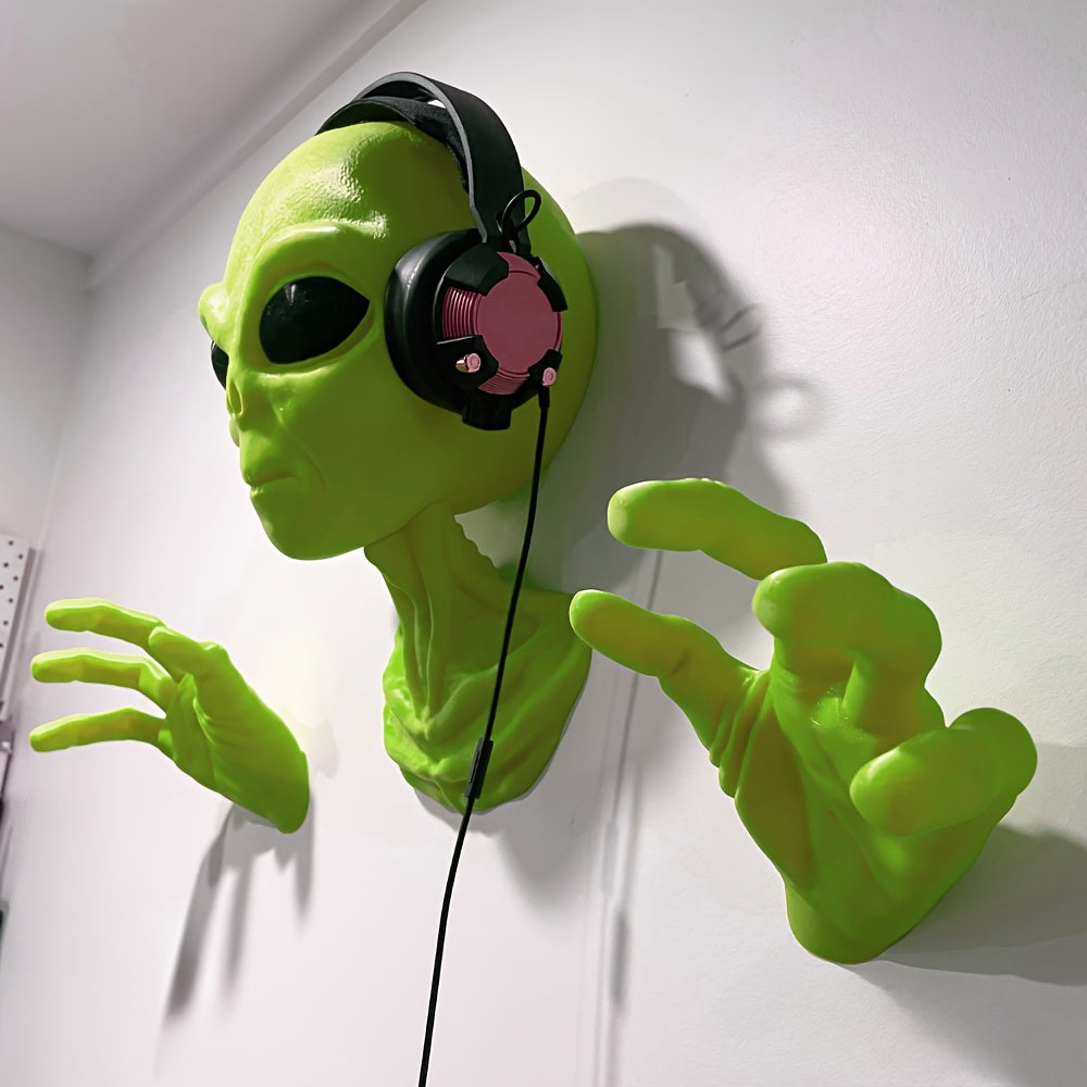 Trendbay Green Alien Latex Wall-Mounted Sculpture 3D Alien Head & Hands
