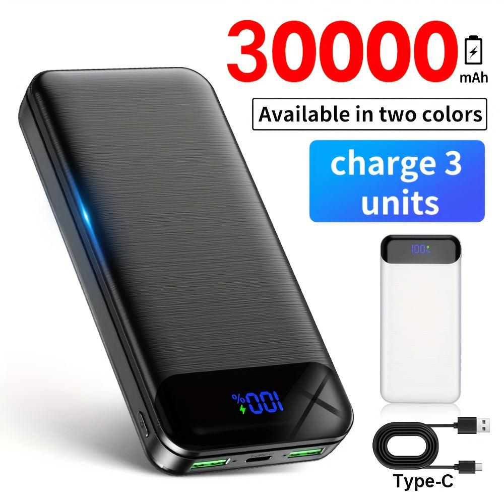 Trendbay 30000mAh Fast Charging Power Bank – 22.5W Dual USB & Type-C Portable Charger with Cable