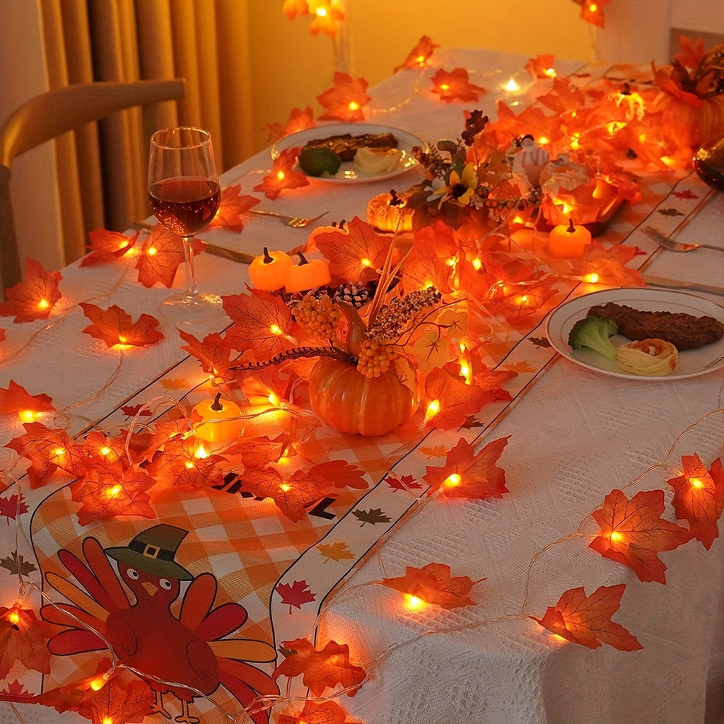 Trendbay 3M Red Maple Leaf String Lights – 20 LED Warm Glow Battery-Operated