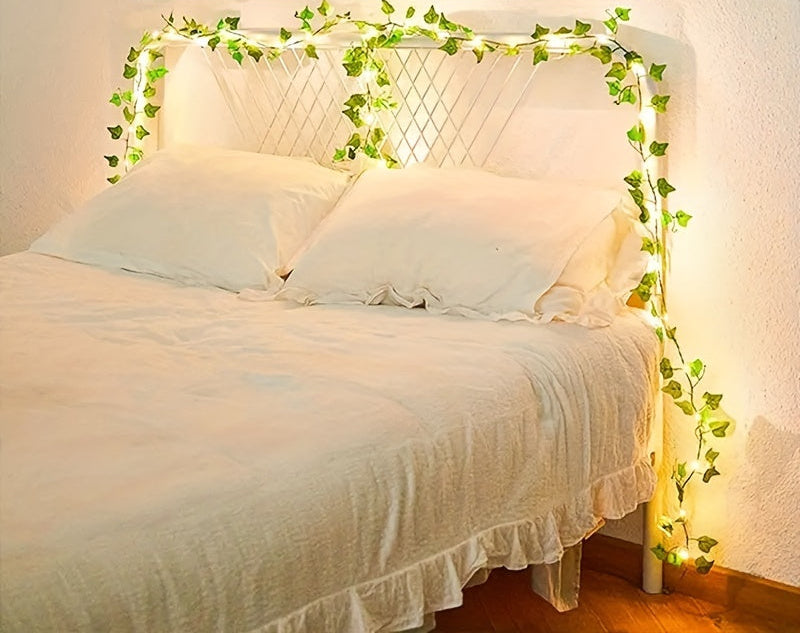 Trendbay 5M Artificial Leaf LED String Lights – 50 LED Warm White