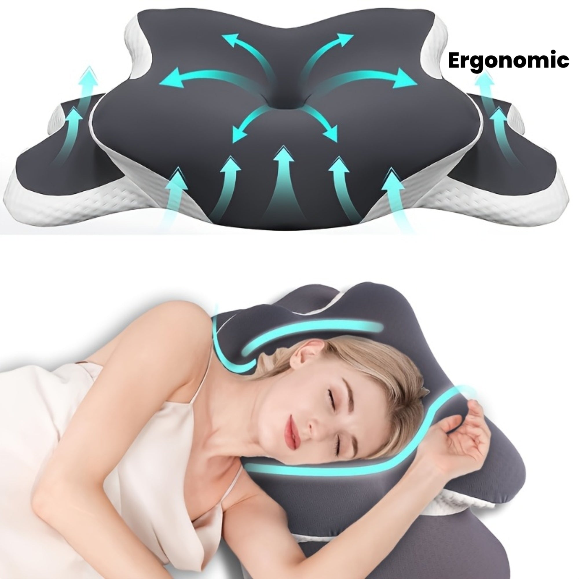 Trendbay Ergonomic Butterfly Neck Pillow – C-Shaped Dual-Height Support Pillow for Travel & Sleep