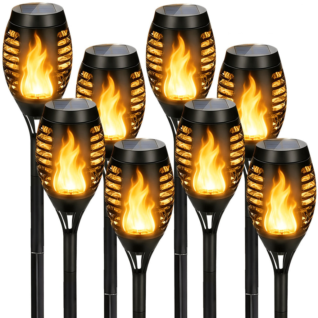 Trendbay 8-Pack Warm Light Solar Torch Lamps – Flickering Flame