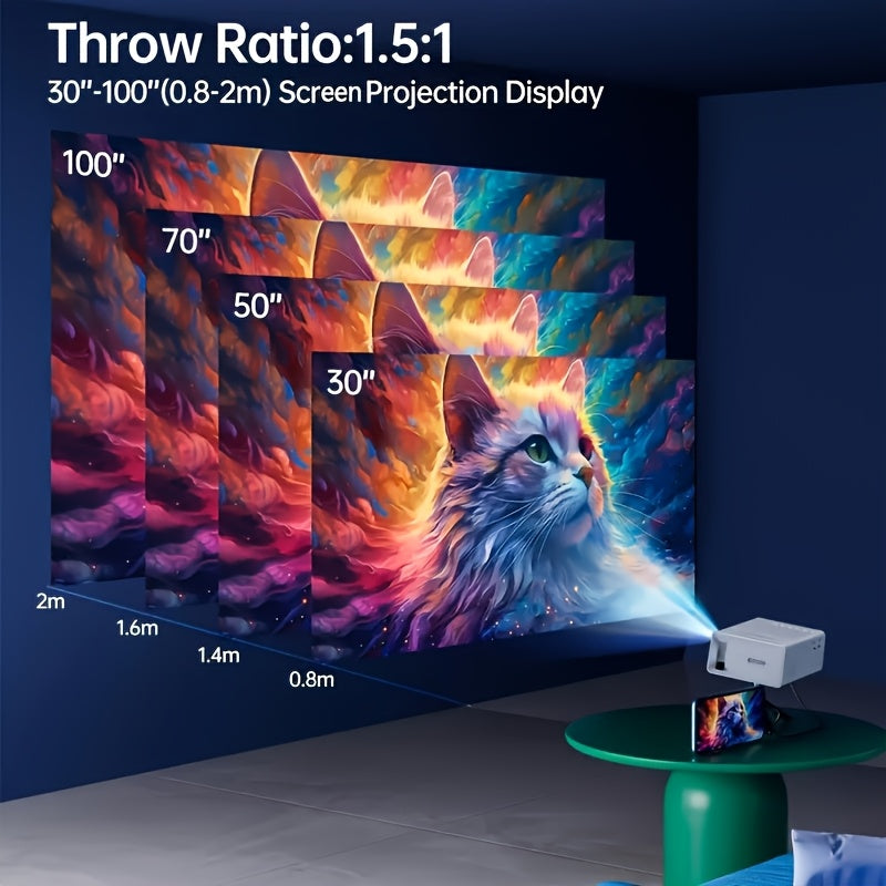 Trendbay Mini Portable Projector Full HD 1080P – Smart Home Theater with Built-in Speaker
