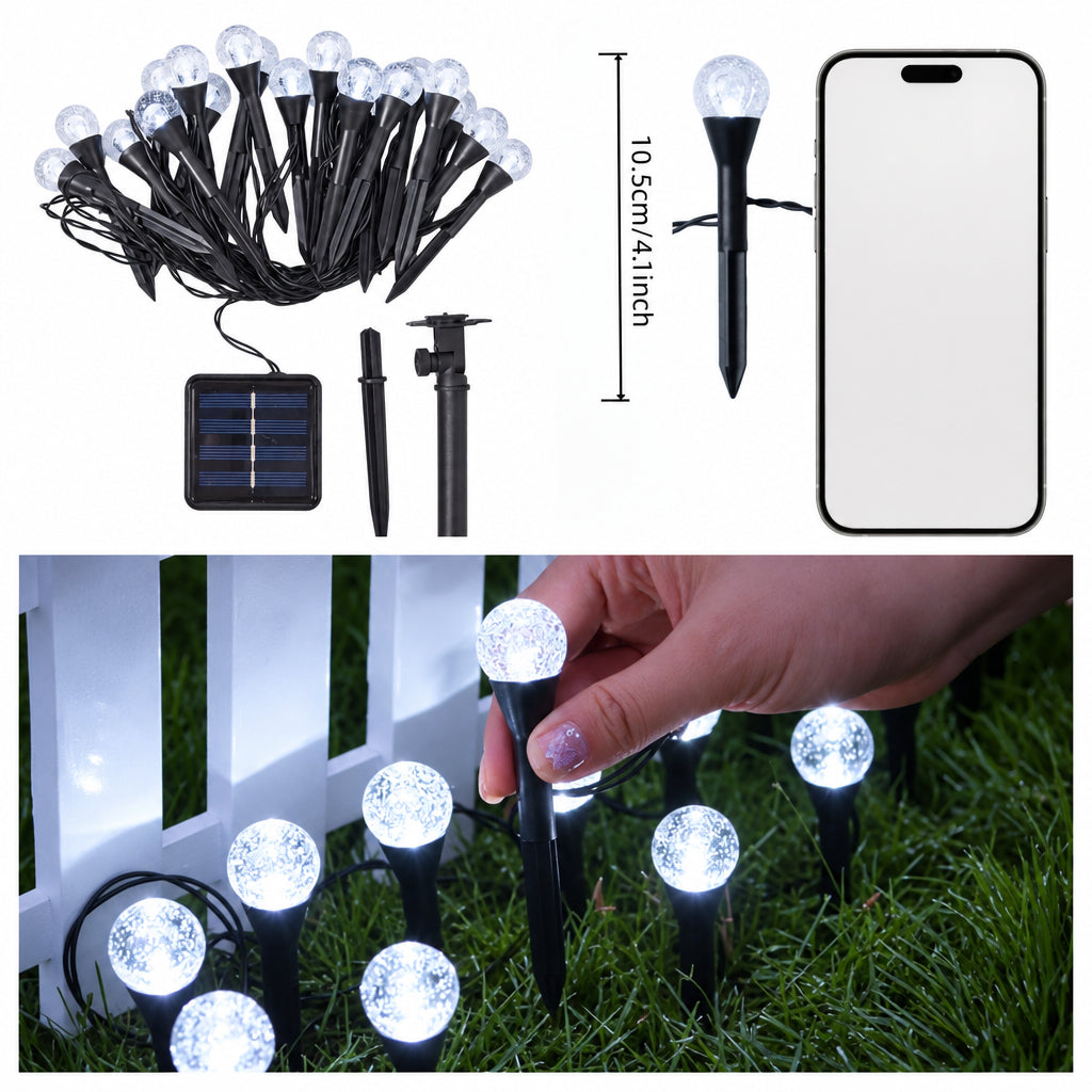 Trendbay 20pcs Solar Garden Crystal Lights White 20-LED