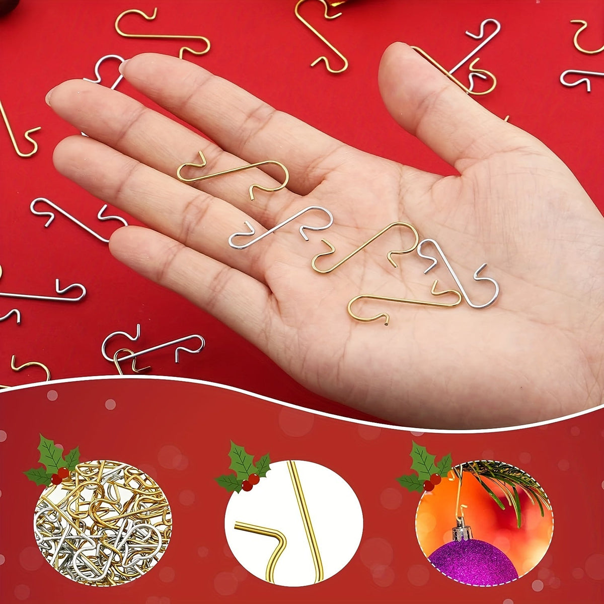 Trendbay 60pcs Gold Metal Christmas Ornament Hooks  Hangers