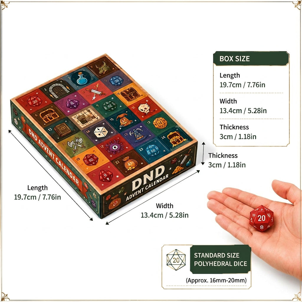 Trendbay 24-Day Christmas Dice Advent Calendar Polyhedral Dice Set