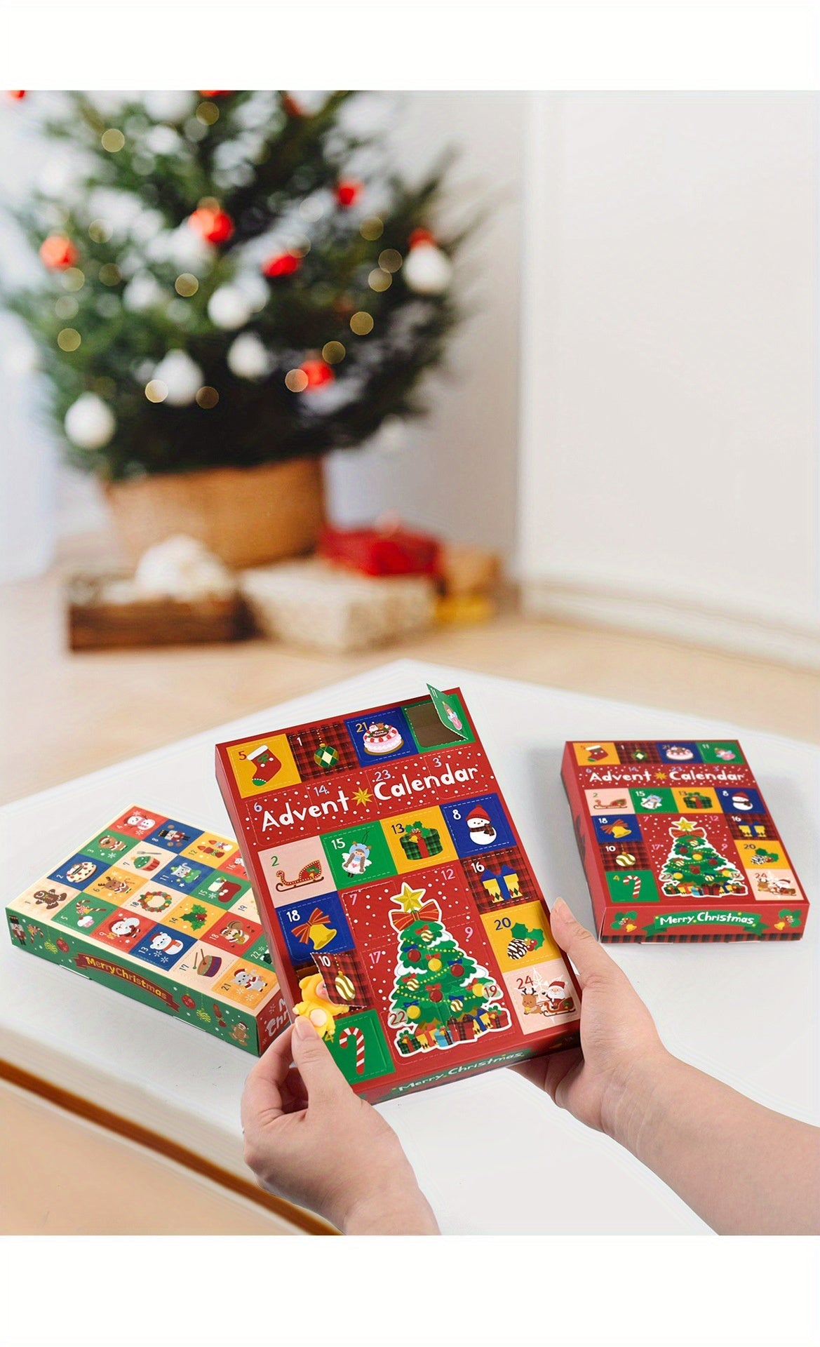 Trendbay 5pcs Christmas Advent Calendar Gift Box Set 24-Grid Fillable Countdown
