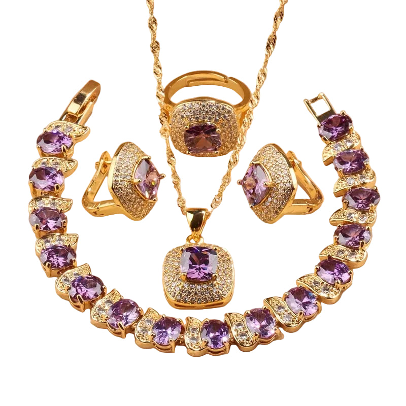 Trendbay 5-Piece Square Jewelry Set for Women – Necklace, Earrings, Bracelet, Ring & Pendant