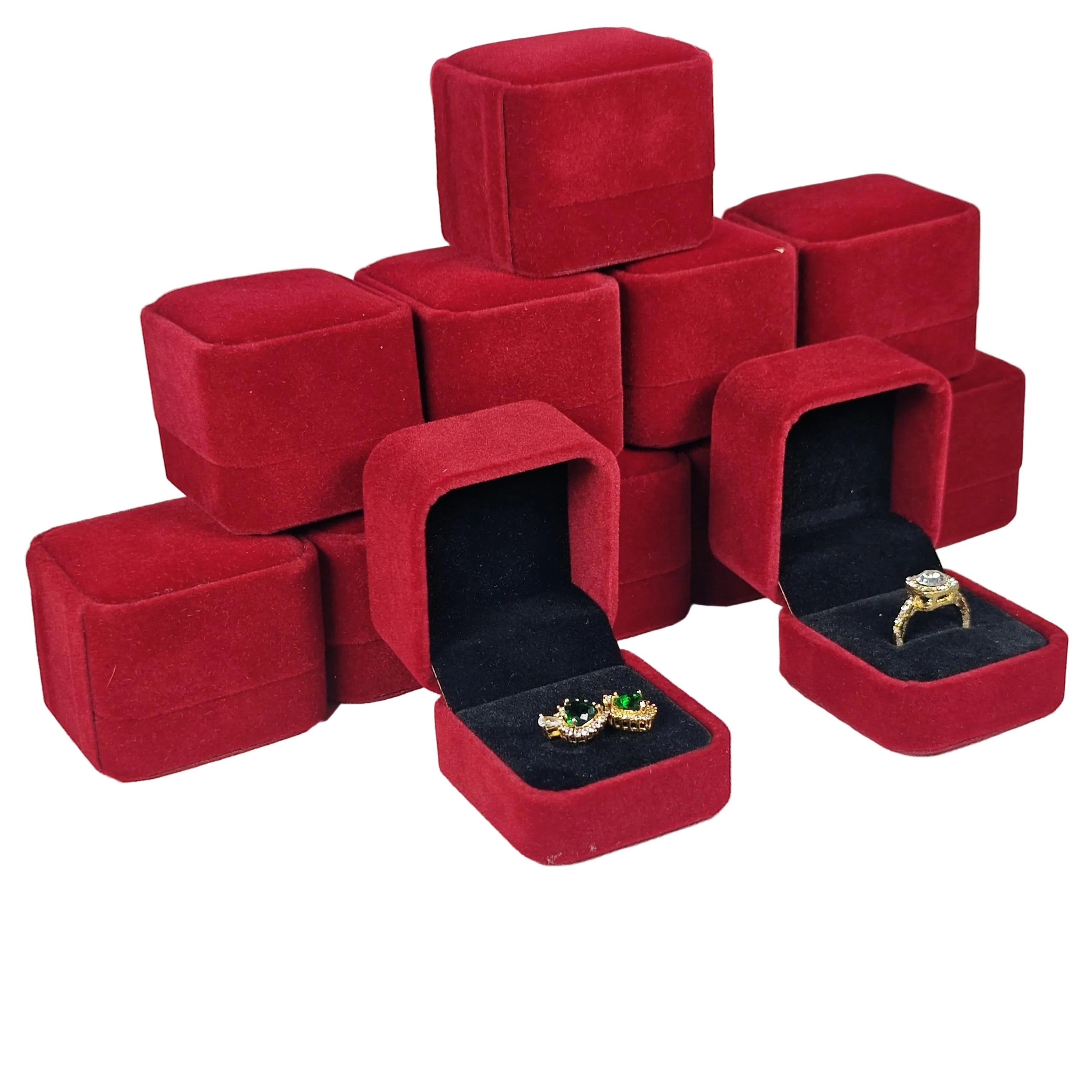 Trendbay 12-Piece Velvet Ring Gift Box Set – Elegant Jewelry Display & Storage Boxes