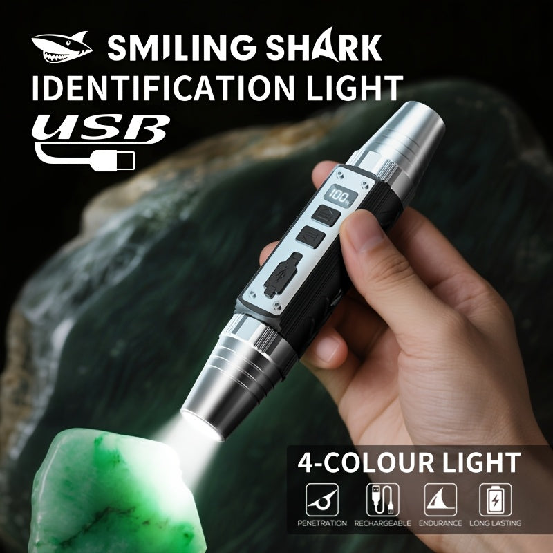 Trendbay 4-in-1 UV LED Flashlight – 365nm/369nm Rechargeable Jewelry & Gemstone Detection Light with LCD Display