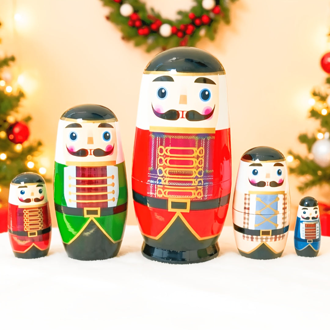 Trendbay Wooden Russian Nesting Dolls Set Stackable Figurine Decor