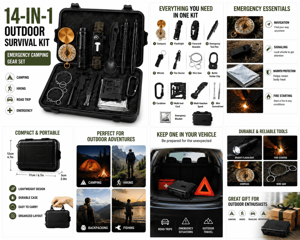 Trendbay 14-in-1 Camping Survival Kit