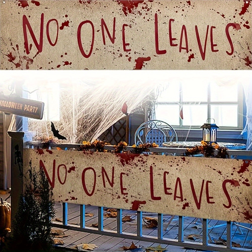 Trendbay 2D Flat Halloween Bloody Banner “No One Leaves” Burlap