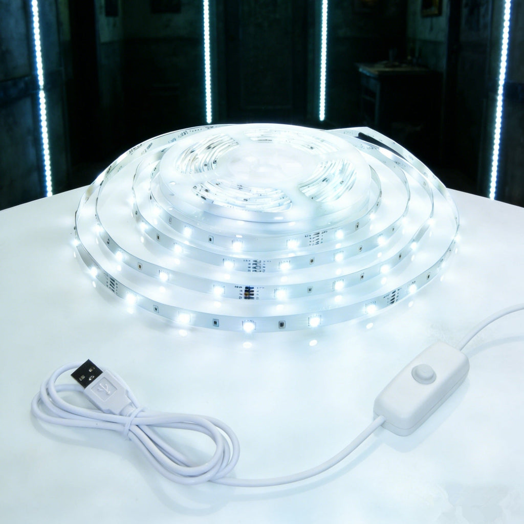 Trendbay 1M White LED Light Strip with Push-Button Switch