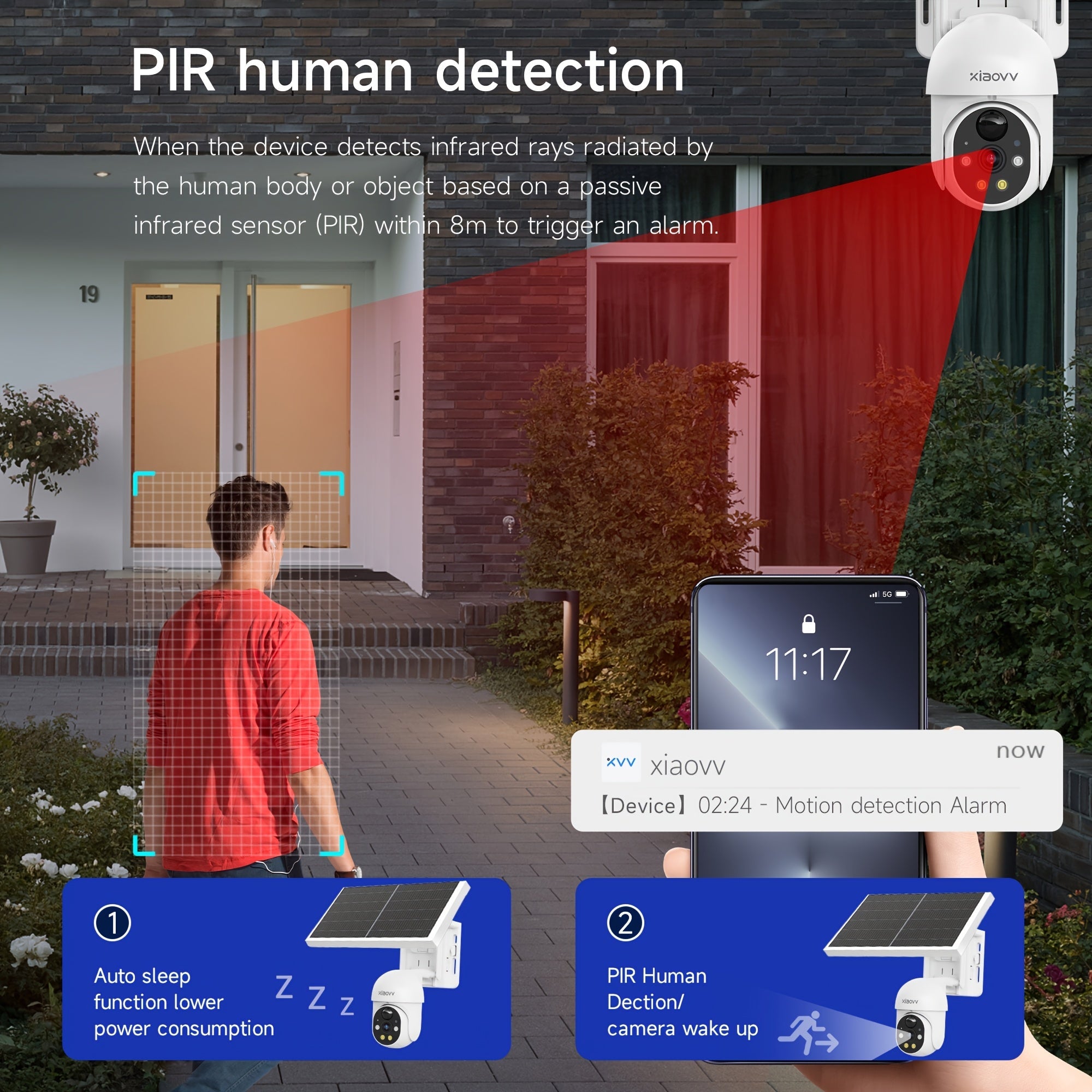 Trendbay P6 Solar Wireless Security Camera – 1080P Outdoor WiFi CCTV with Night Vision