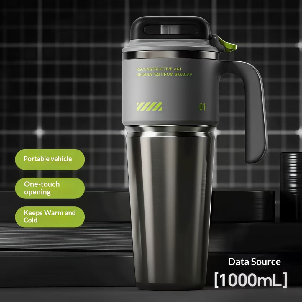 Trendbay 34oz Vacuum-Sealed Stainless Steel Tumbler – Leak-Resistant, Hot & Cold with Straw & Handle