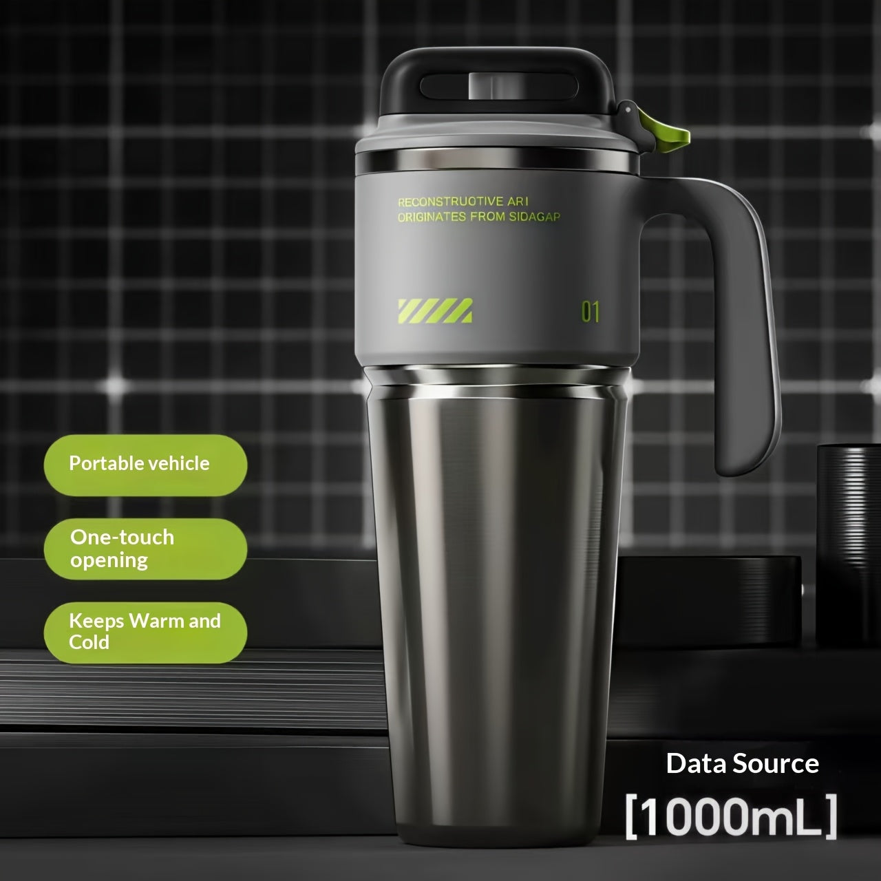 Trendbay 34oz Vacuum-Sealed Stainless Steel Tumbler – Leak-Resistant, Hot & Cold with Straw & Handle
